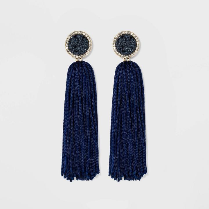 Sugarfix By Baublebar Druzy Stud Tassel Earrings - Blue, Women's