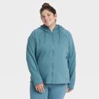Women's Plus Size Fleece Full Zip Hooded Sweatshirt - All In Motion Jade