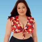 Women's Plus Size Slimming Control Tie Front Bikini Top - Beach Betty By Miracle Brands Red 1x, Women's,