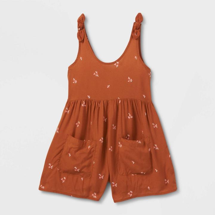 Girls' Shortalls Woven Romper - Cat & Jack Cinnamon