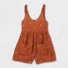 Girls' Shortalls Woven Romper - Cat & Jack Cinnamon