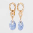 Textured Chain Link With Semi-precious Green Bead Hoop Earrings - A New Day