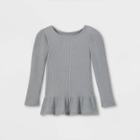 Toddler Girls' Solid Cozy Waffle Long Sleeve T-shirt - Cat & Jack Gray