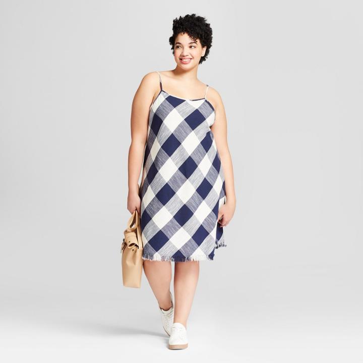 Women's Plus Size Gingham Dress - Universal Thread Navy