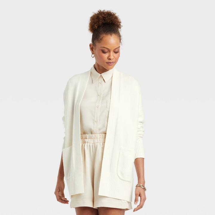 Women's Essential Open-front Cardigan - A New Day Cream