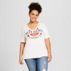 Women's Plus Size Short Sleeve Nothing But Good Times Destructed Graphic T-shirt - Fifth Sun Ivory
