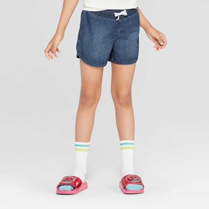 Girls' Elastic Waist Pull-on Shorts - Cat & Jack Medium Wash