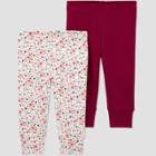 Baby Girls' 2pk Floral Pull-on Pants - Just One You Made By Carter's Burgundy Newborn, Red