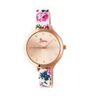 Women's Boum Bijou Watch With Floral Patterned Genuine Leather Strap - Rose Gold