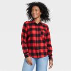Women's Long Sleeve Flannel Button-down Shirt - Universal Thread Red Plaid