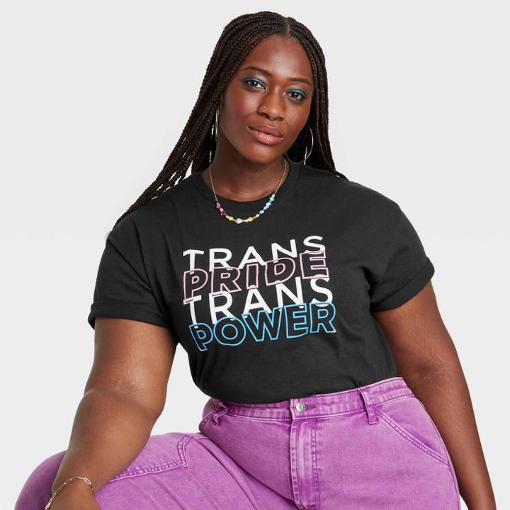 Ph By The Phluid Project Pride Adult Plus Size Trans Pride Power Phluid Project Short Sleeve T-shirt - Black