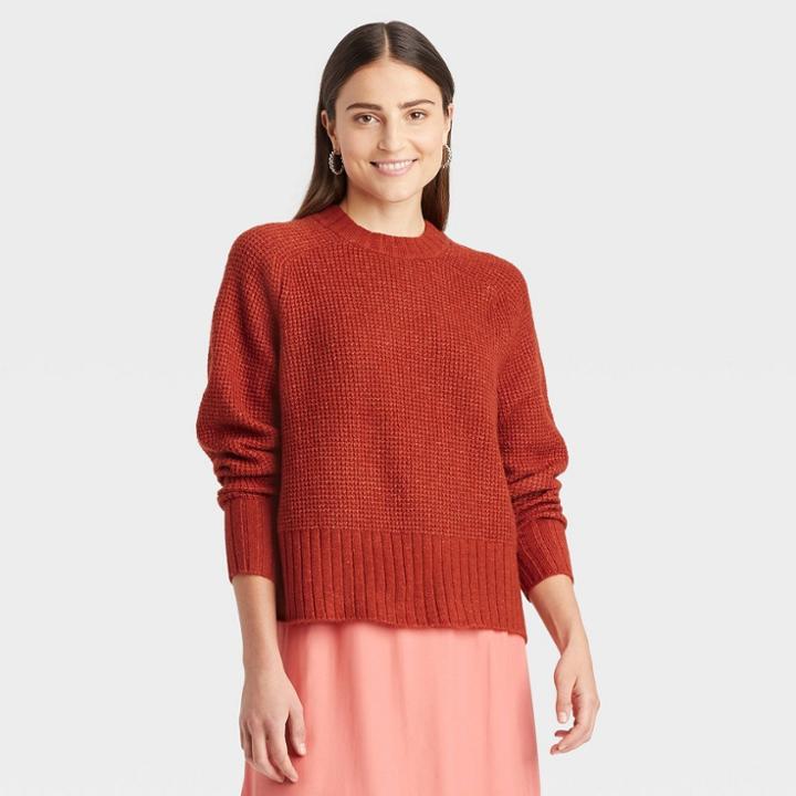 Women's Crewneck Pullover Sweater - A New Day Rust