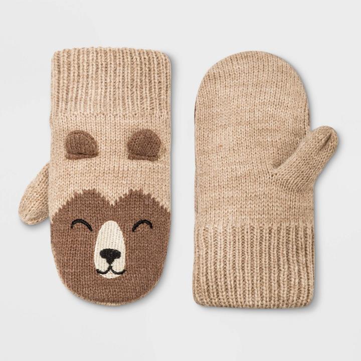 Toddler Boys' Bear Mittens - Cat & Jack Beige