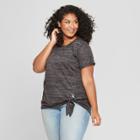 Women's Plus Size Side Tie Short Sleeve T-shirt - Ava & Viv Dark Heather Gray X