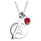 Women's Marvel Avengers A Logo Cutout Stainless Steel Pendant Necklace With Red Cz