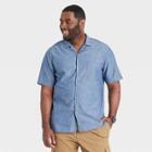 Men's Tall Standard Fit Camp Collar Short Sleeve Button-down Shirt - Goodfellow & Co Indigo