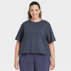 Women's Plus Size Supima Cotton Short Sleeve Top - All In Motion Charcoal Gray