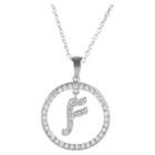 Journee Collection 2 2/5 Ct. T.w. Round-cut Cz Pave Set Initial F Pendant Necklace In Sterling Silver - Silver (18), Girl's,