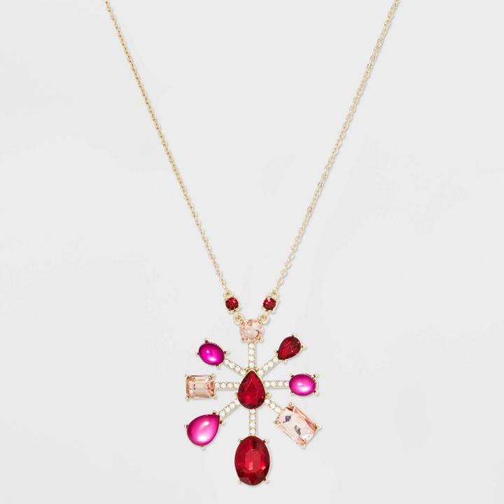 Gemstone Starburst Pendant Necklace - A New Day Pink