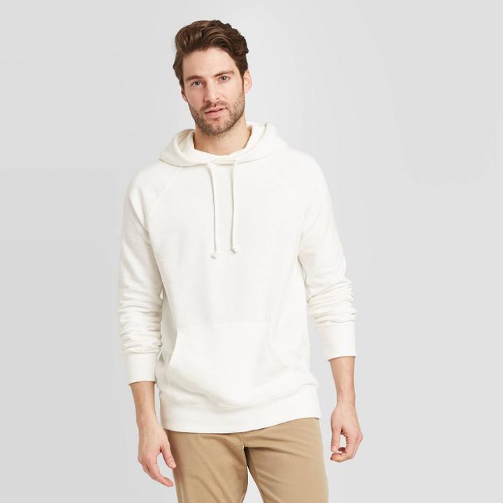 Men's Standard Fit French Terry Hoodie Sweatshirt - Goodfellow & Co White S, Men's,