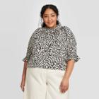 Women's Plus Size Printed 3/4 Sleeve Blouse - Who What Wear Black 1x, Women's,