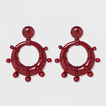 Sugarfix By Baublebar Embellished Hoop Earrings - Pomegranate, Women's, Red