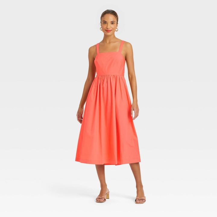 Women's Sleeveless Sundress - A New Day Orange