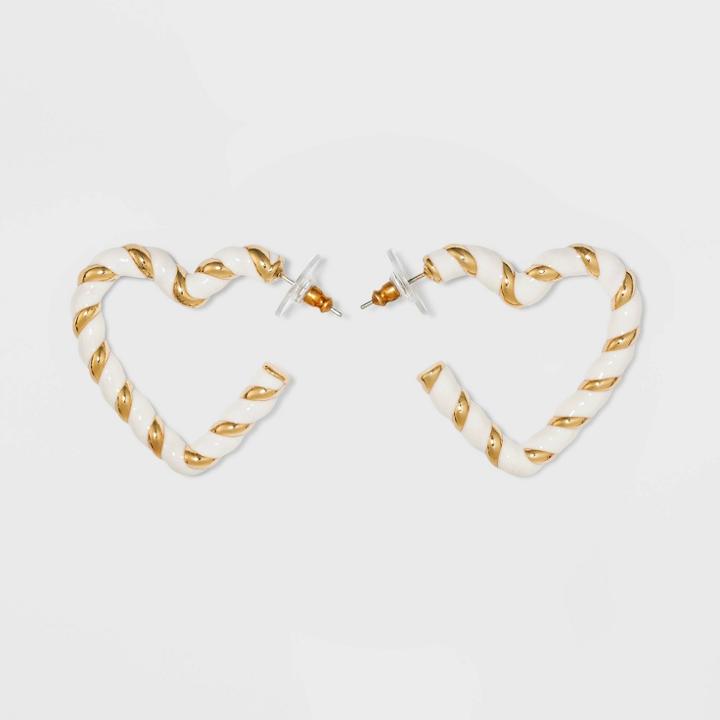 Sugarfix By Baublebar Two-tone Braided Heart Hoop Earrings - Ivory