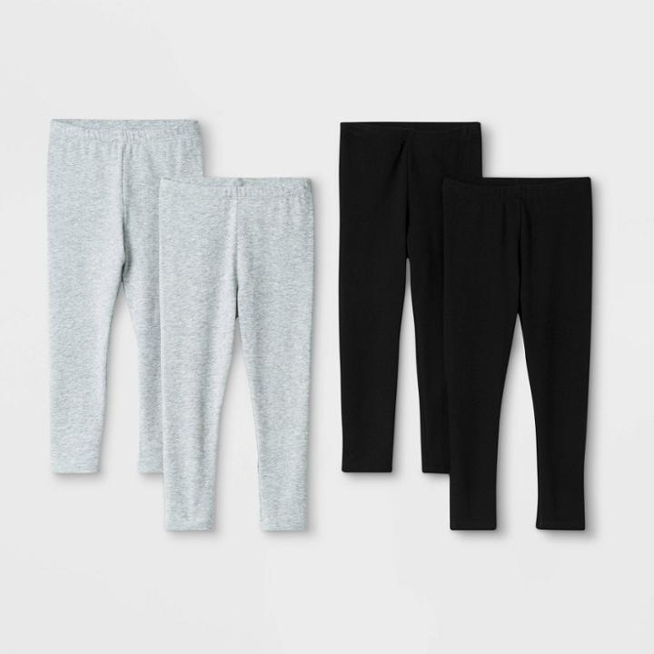 Toddler Girls' 4pk Leggings - Cat & Jack Black/gray 12m, Toddler Girl's,