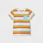 Toddler Boys' Striped Pocket Short Sleeve T-shirt - Cat & Jack Cream