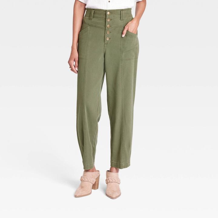 Women's Mid-rise Regular Fit Cargo Pants - Knox Rose Olive