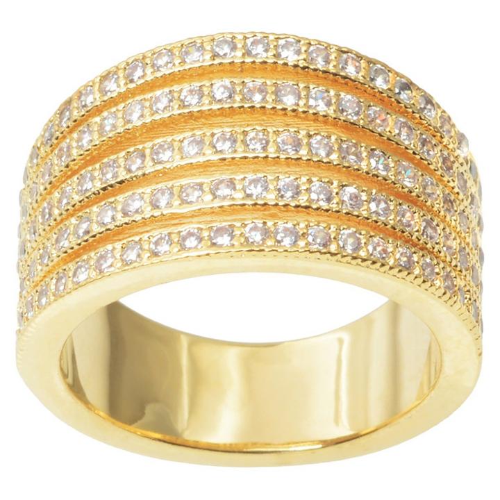 1 1/6 Ct. T.w. Journee Collection Round Cut Cz Pave Set Split Strand Ring In Brass - Gold