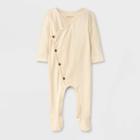 Grayson Collective Baby Pointelle Long Sleeve Bodysuit - Cream Newborn