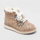 Toddler Girls' Reed Zipper Combat Shearling Style Boots - Cat & Jack Taupe