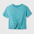 Girls' Short Sleeve Cinched Front T-shirt- Art Class Blue