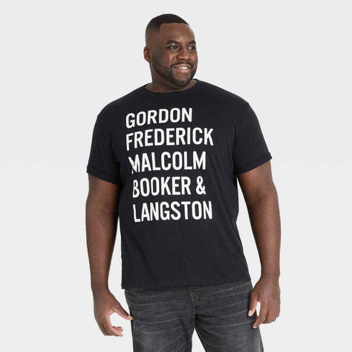 Well Worn Black History Month Men's Big & Tall Names Short Sleeve T-shirt - Black