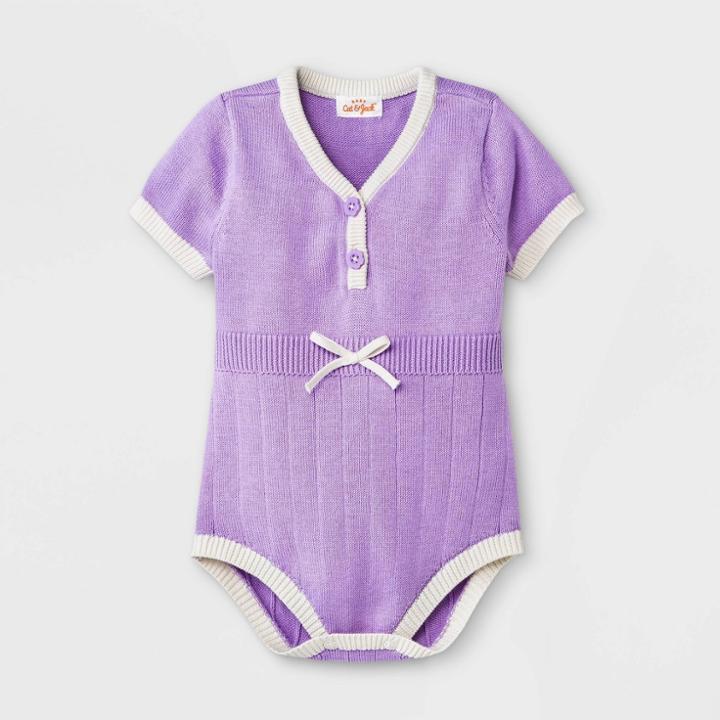 Baby Girls' Sweater Romper - Cat & Jack Purple Newborn