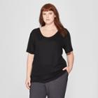 Women's Plus Size Short Sleeve Drapey T-shirt - Prologue Black