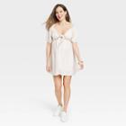Woven Peek-a-boo Tie-front Maternity Dress - Isabel Maternity By Ingrid & Isabel Tan Floral
