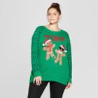 Women's Plus Size Oh Snap Gingerbread Sweater - Well Worn (juniors') Green