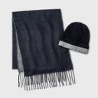 Reversible Scarf And Knit Beanie Set - Goodfellow & Co Blue