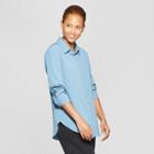 Target Women's Long Sleeve Collared Button-down Blouse - Prologue Blue