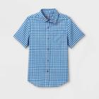 Boys' Adaptive Gingham Woven Button-down Shirt - Cat & Jack Blue/white