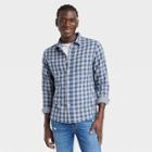 Men's Double Weave Long Sleeve Button-down Shirt - Goodfellow & Co Navy Blue