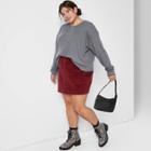 Women's Plus Size Long Sleeve Boxy Waffle Knit T-shirt - Wild Fable Gray