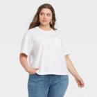 Women's Plus Size Short Sleeve Boxy T-shirt - Universal Thread White