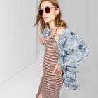 Women's Striped Sleeveless V-neck Button-front Knit Midi Dress - Wild Fable M,