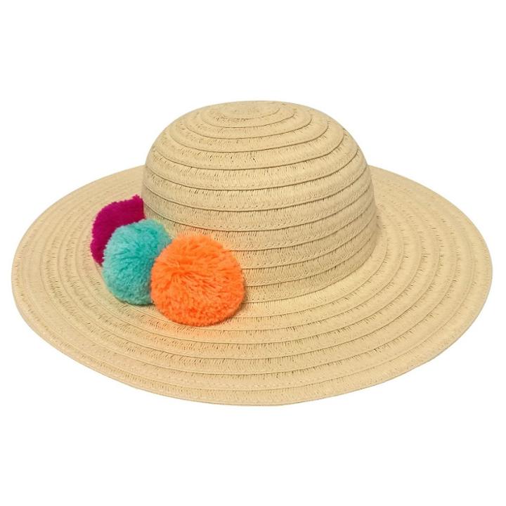 Toddler Girls' Floppy Hat With Poms - Cat & Jack Natural
