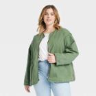 Women's Plus Size Cotton Twill Jacket - Universal Thread Green