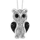 Distributed By Target 120 Ct. T.w. Round-cut Black And White Diamond Pave Set Owl Pendant - White